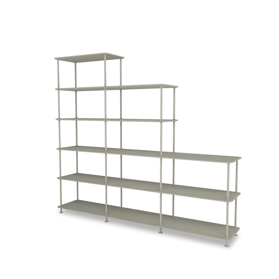 Etagère Free 542000 Montana, tablettes 225 Fennel et structure 144 Fennel, vue de trois quarts sur fond blanc