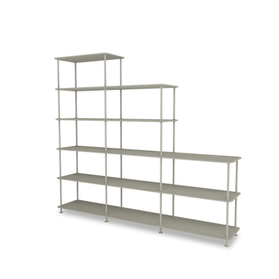 Etagère Free 542000 Montana, tablettes 225 Fennel et structure 144 Fennel, vue de trois quarts sur fond blanc