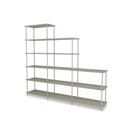 Etagère Free 542000 Montana, tablettes 225 Fennel et structure 144 Fennel, vue de trois quarts sur fond blanc