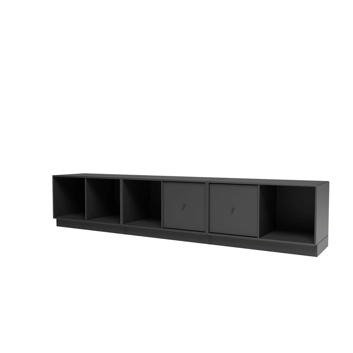 Banc Rest III Montana, laque 04 Anthracite, sur socle de 7 cm, vue de trois quarts sur fond blanc