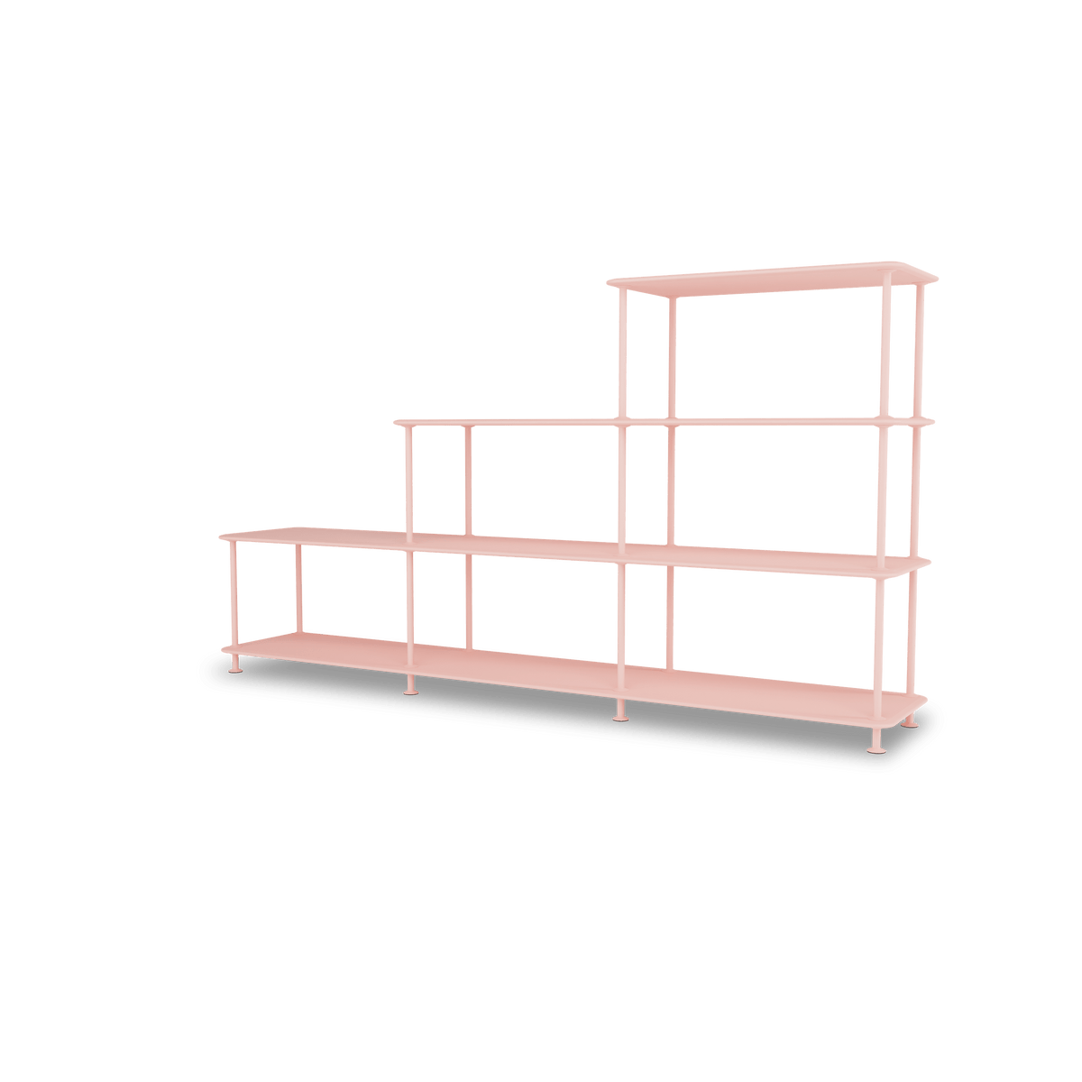 Etagère Free 321000 Montana, tablettes 167 Ruby et structure 167 Ruby, vue de trois quarts sur fond blanc