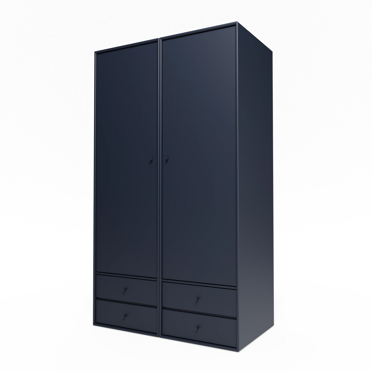 Armoire Attire IV Montana, laque 147 Shadow, suspendu au rail mural, vue de trois quarts sur fond blanc