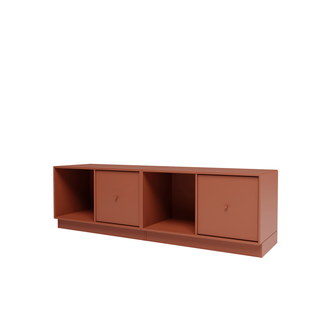 Banc Rest II Montana, laque 146 Hazelnut, sur socle de 7 cm, vue de trois quarts sur fond blanc