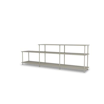 Etagère Free 111220 Montana, tablettes 225 Fennel et structure 144 Fennel, vue de trois quarts sur fond blanc