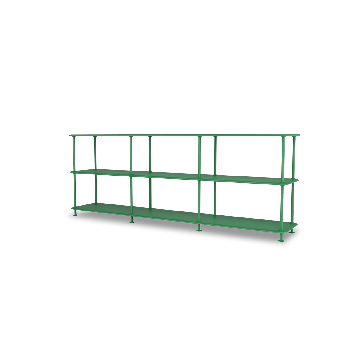 Etagère Free 222000 Montana, tablettes 232 Parsley et structure 152 Parsley, vue de trois quarts sur fond blanc