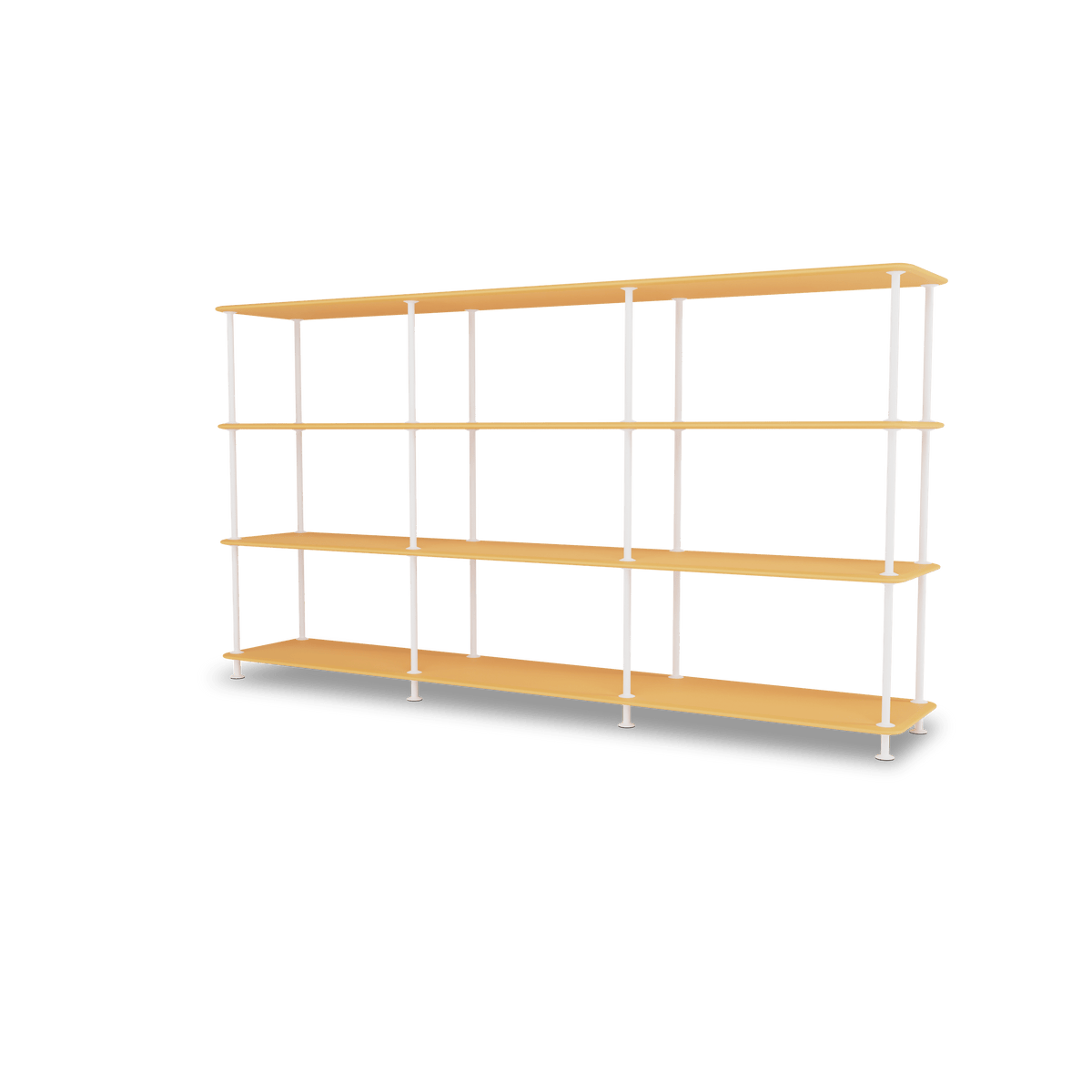 Etagère Free 333000 Montana, tablettes 233 Acacia et structure 101 New White, vue de trois quarts sur fond blanc