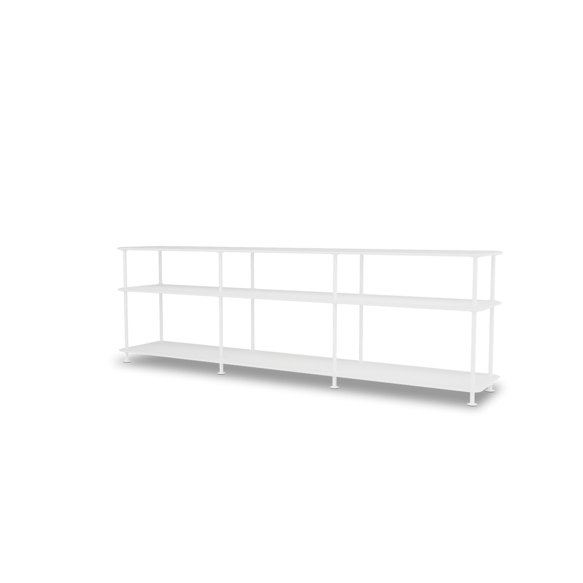 Etagère Free 111222 Montana, tablettes 214 New White et structure 101 New White, vue de trois quarts sur fond blanc