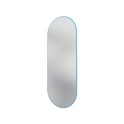 Miroir Colour Frame ovale SP1232R Montana, cadre laqué 154 Azure, vue de trois quarts sur fond blanc