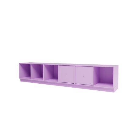 Banc Rest III Montana, laque 164 Iris, sur socle de 7 cm, vue de trois quarts sur fond blanc
