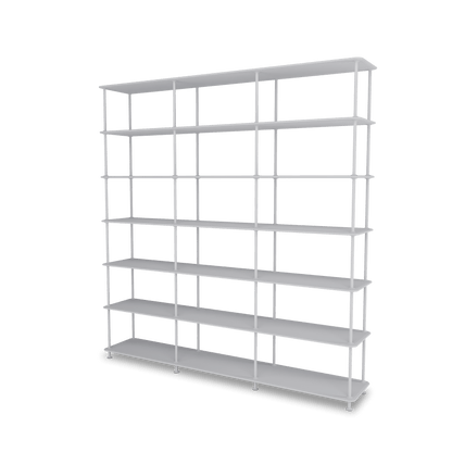 Etagère Free 666000 Montana, tablettes 209 Fjord et structure 02 Fjord, vue de trois quarts sur fond blanc