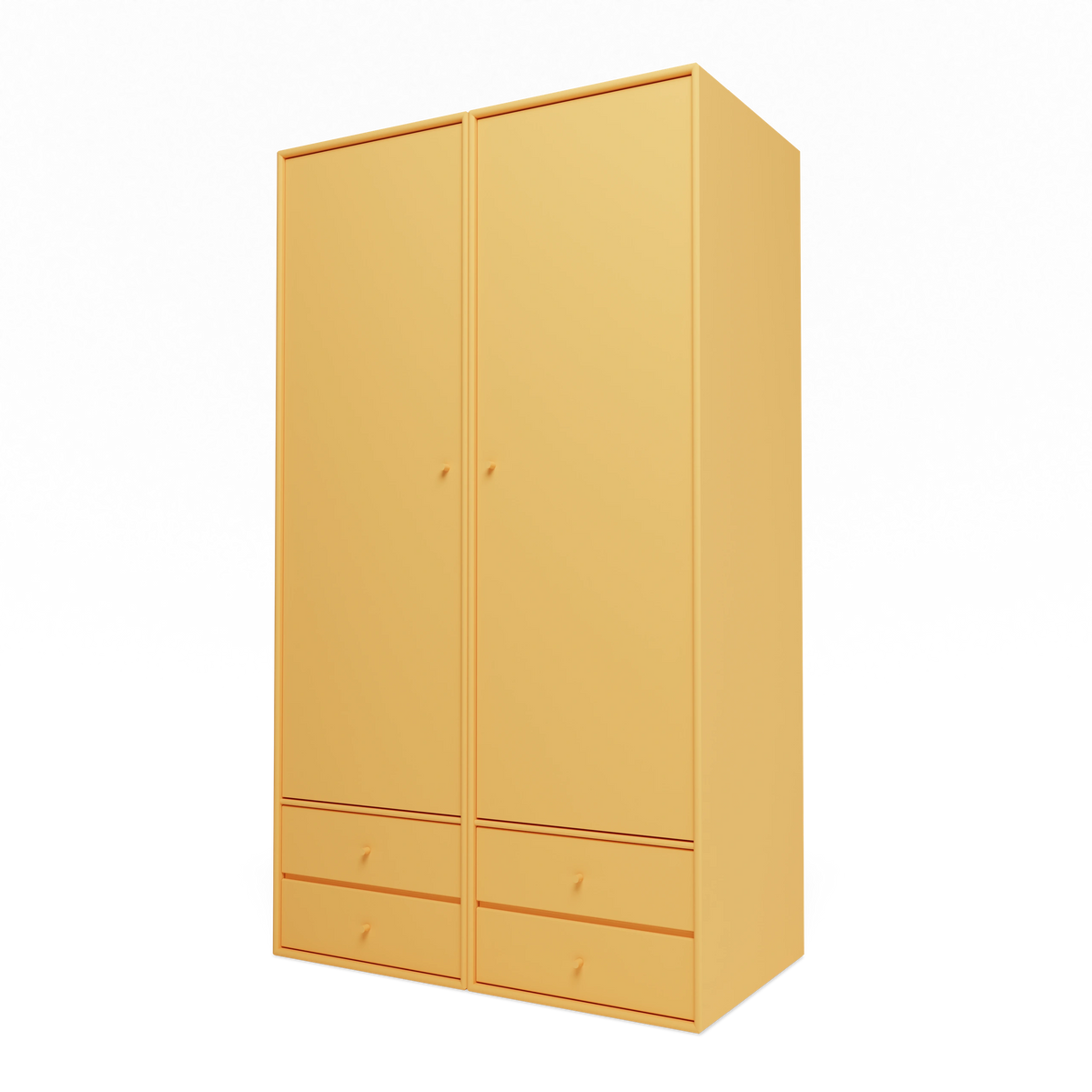 Armoire Attire IV Montana, laque 166 Acacia, suspendu au rail mural, vue de trois quarts sur fond blanc
