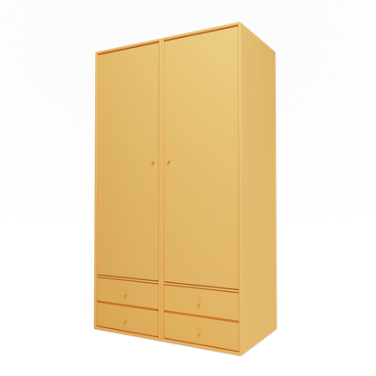 Armoire Attire IV Montana, laque 166 Acacia, suspendu au rail mural, vue de trois quarts sur fond blanc