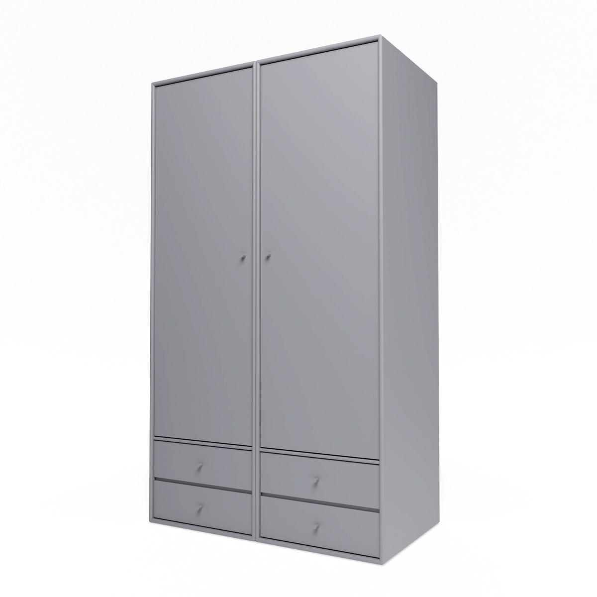 Armoire Attire IV Montana, laque 100 Graphic, suspendu au rail mural, vue de trois quarts sur fond blanc