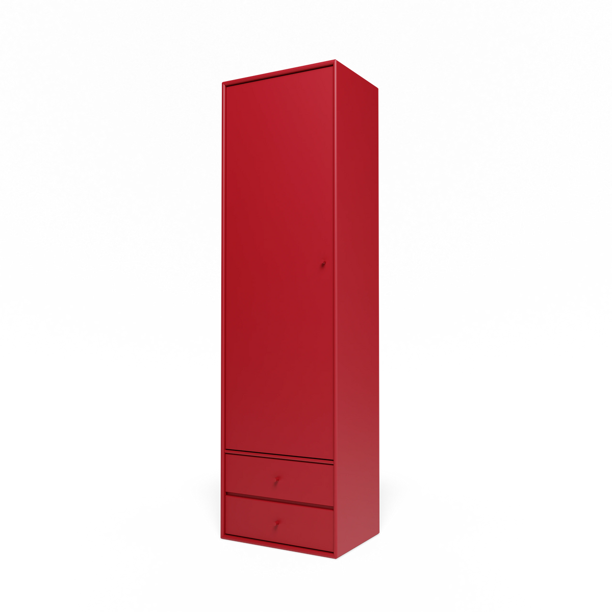 Armoire Attire I Montana, laque 165 Beetroot, suspendu au rail mural, vue de trois quarts sur fond blanc