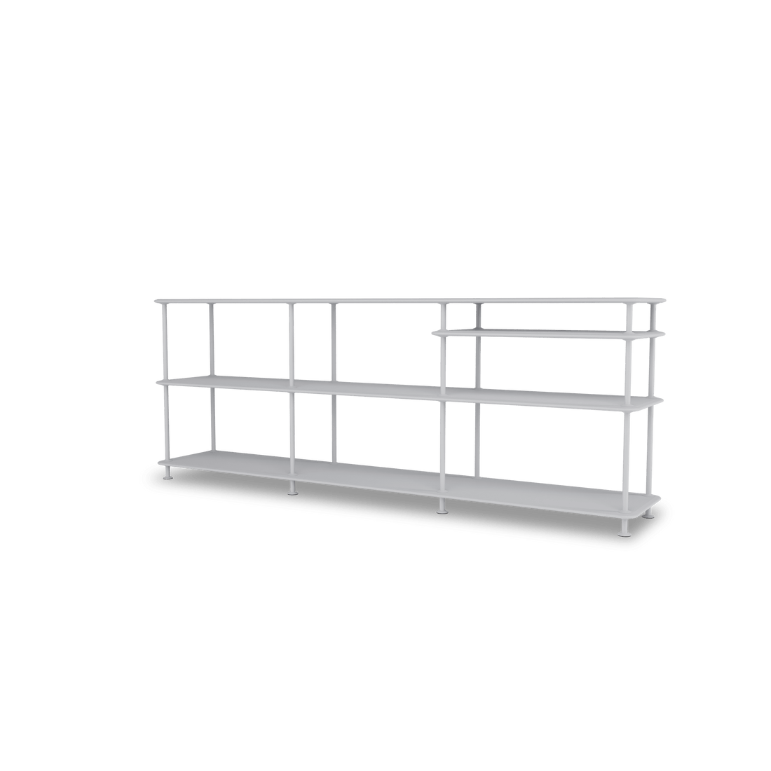 Etagère Free 222100 Montana, tablettes 209 Fjord et structure 02 Fjord, vue de trois quarts sur fond blanc