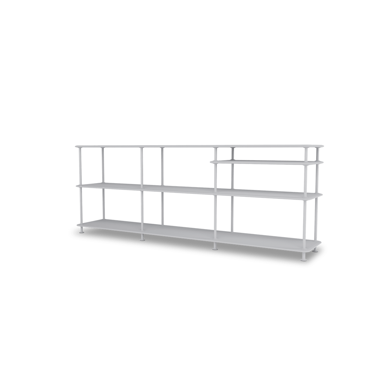 Etagère Free 222100 Montana, tablettes 209 Fjord et structure 02 Fjord, vue de trois quarts sur fond blanc
