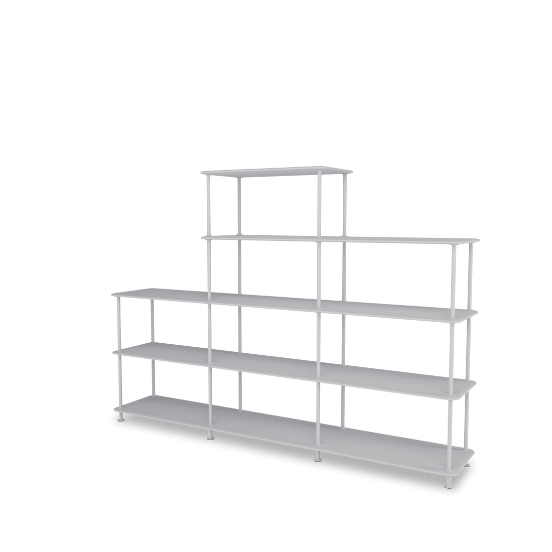 Etagère Free 342000 Montana, tablettes 209 Fjord et structure 02 Fjord, vue de trois quarts sur fond blanc
