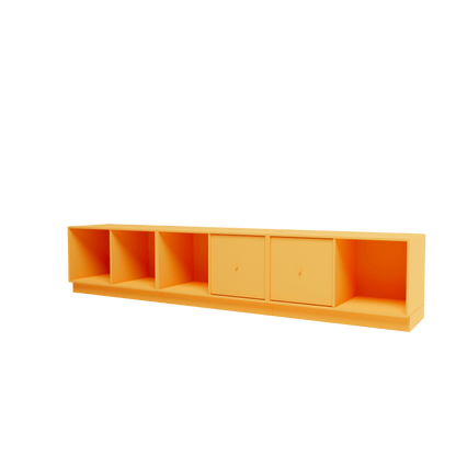 Banc Rest III Montana, laque 166 Acacia, sur socle de 7 cm, vue de trois quarts sur fond blanc
