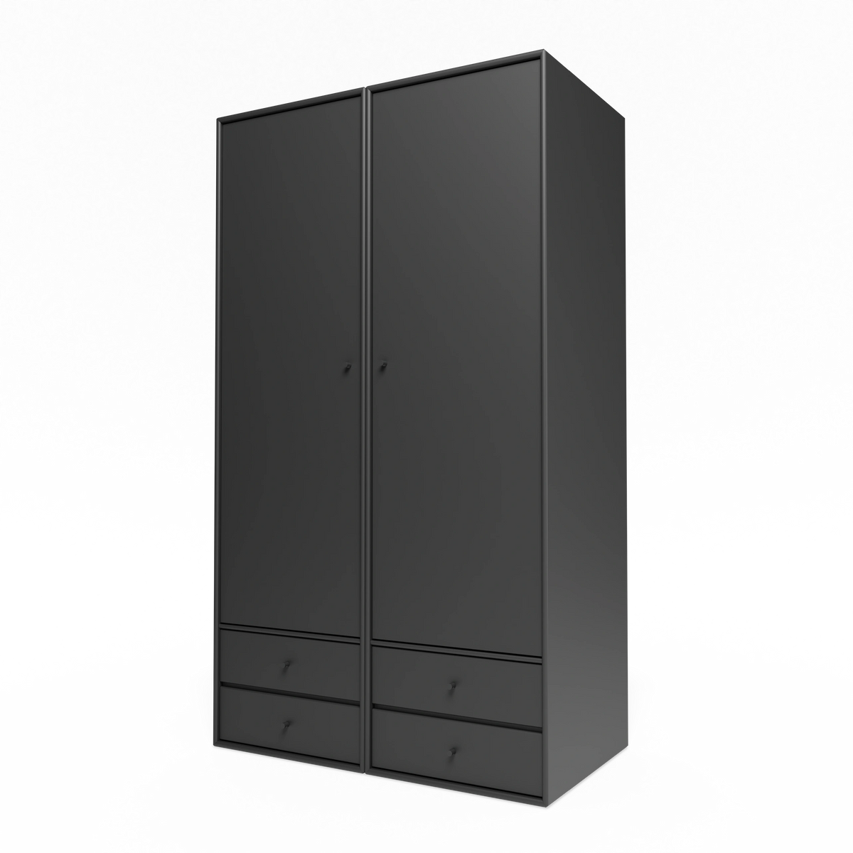 Armoire Attire IV Montana, laque 04 Anthracite, suspendu au rail mural, vue de trois quarts sur fond blanc