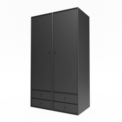Armoire Attire IV Montana, laque 04 Anthracite, suspendu au rail mural, vue de trois quarts sur fond blanc