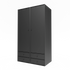 Armoire Attire IV Montana, laque 04 Anthracite, suspendu au rail mural, vue de trois quarts sur fond blanc