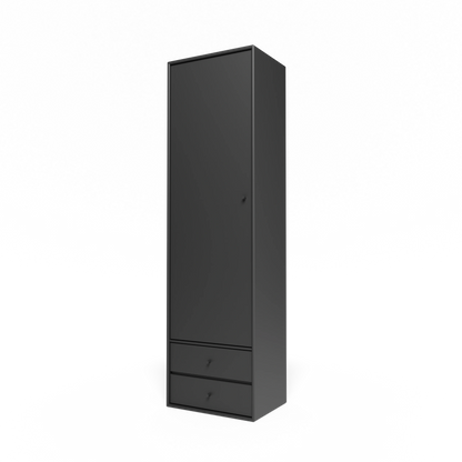 Armoire Attire I Montana, laque 04 Anthracite, suspendu au rail mural, vue de trois quarts sur fond blanc