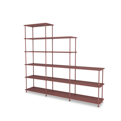Etagère Free 542000 Montana, tablettes 231 Masala et structure 155 Masala, vue de trois quarts sur fond blanc