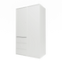 Armoire Attire III Montana, laque 01 White, suspendu au rail mural, vue de trois quarts sur fond blanc