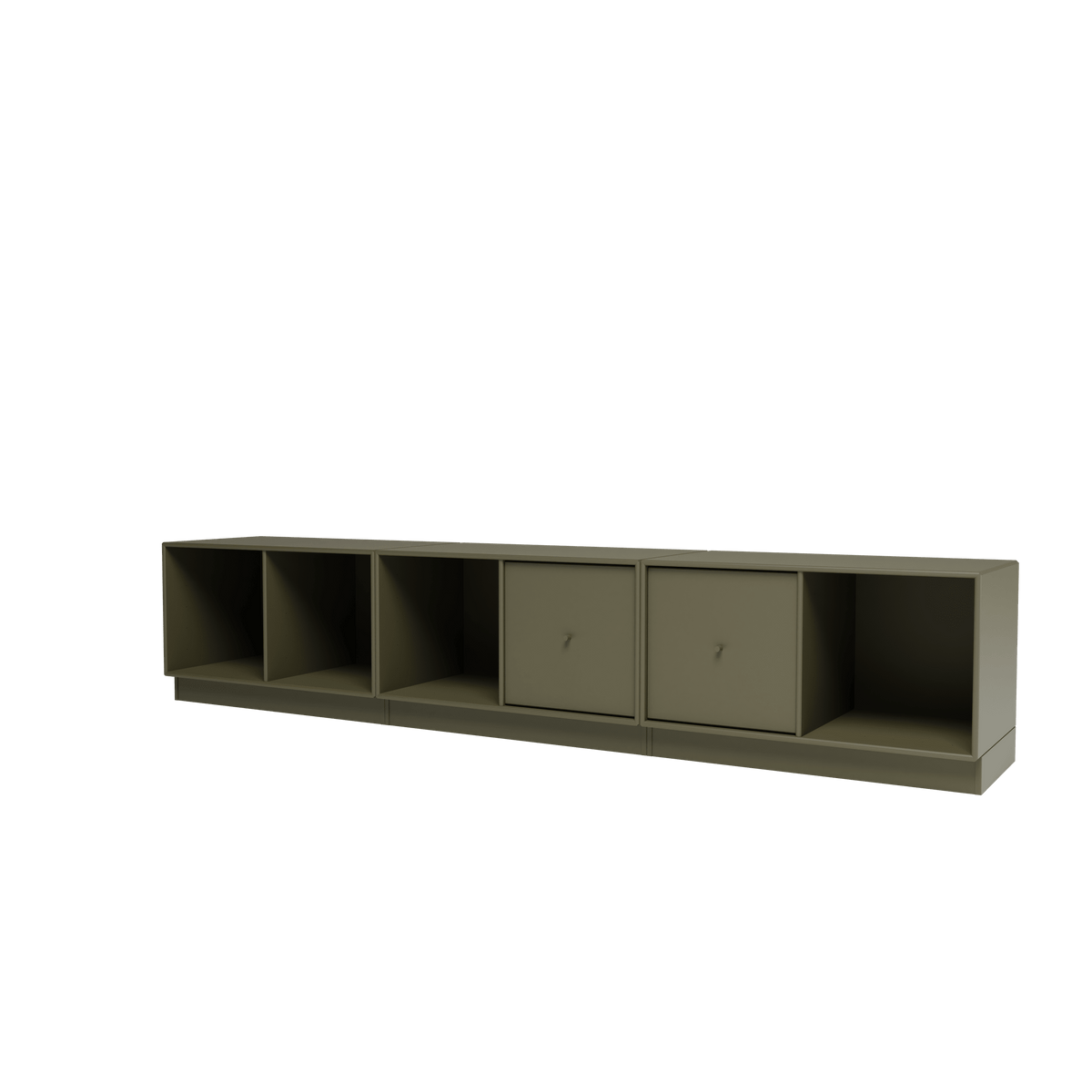 Banc Rest III Montana, laque 139 Oregano, sur socle de 7 cm, vue de trois quarts sur fond blanc