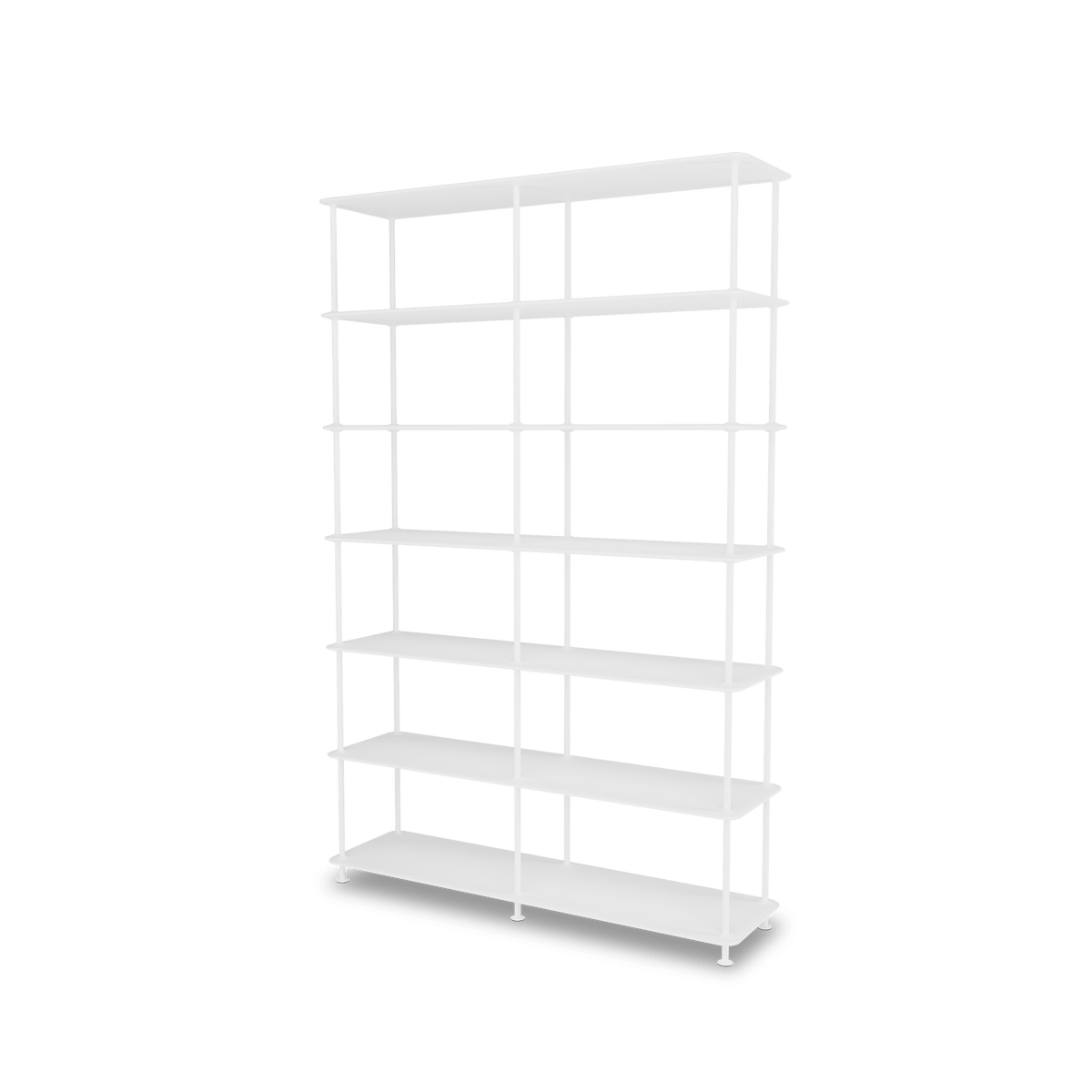 Etagère Free 660000 Montana, tablettes 214 New White et structure 101 New White, vue de trois quarts sur fond blanc