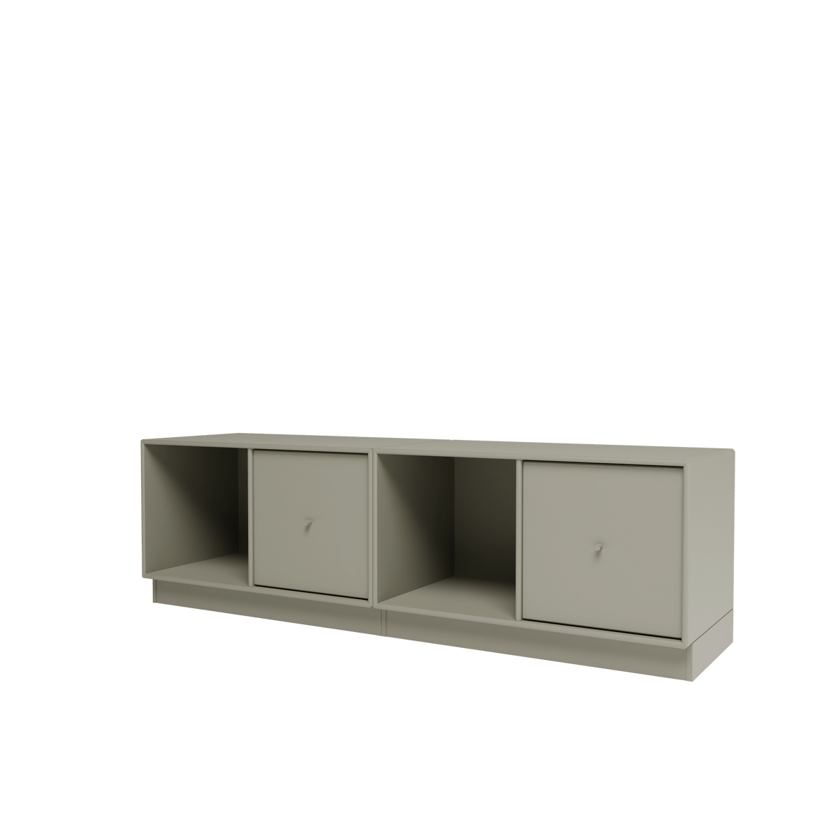 Banc Rest II Montana, laque 144 Fennel, sur socle de 7 cm, vue de trois quarts sur fond blanc