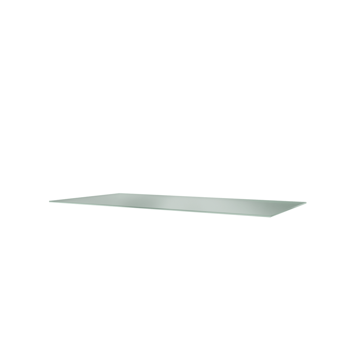 Tablette Panton Wire Extended en verre clair, vue en perspective sur fond blanc