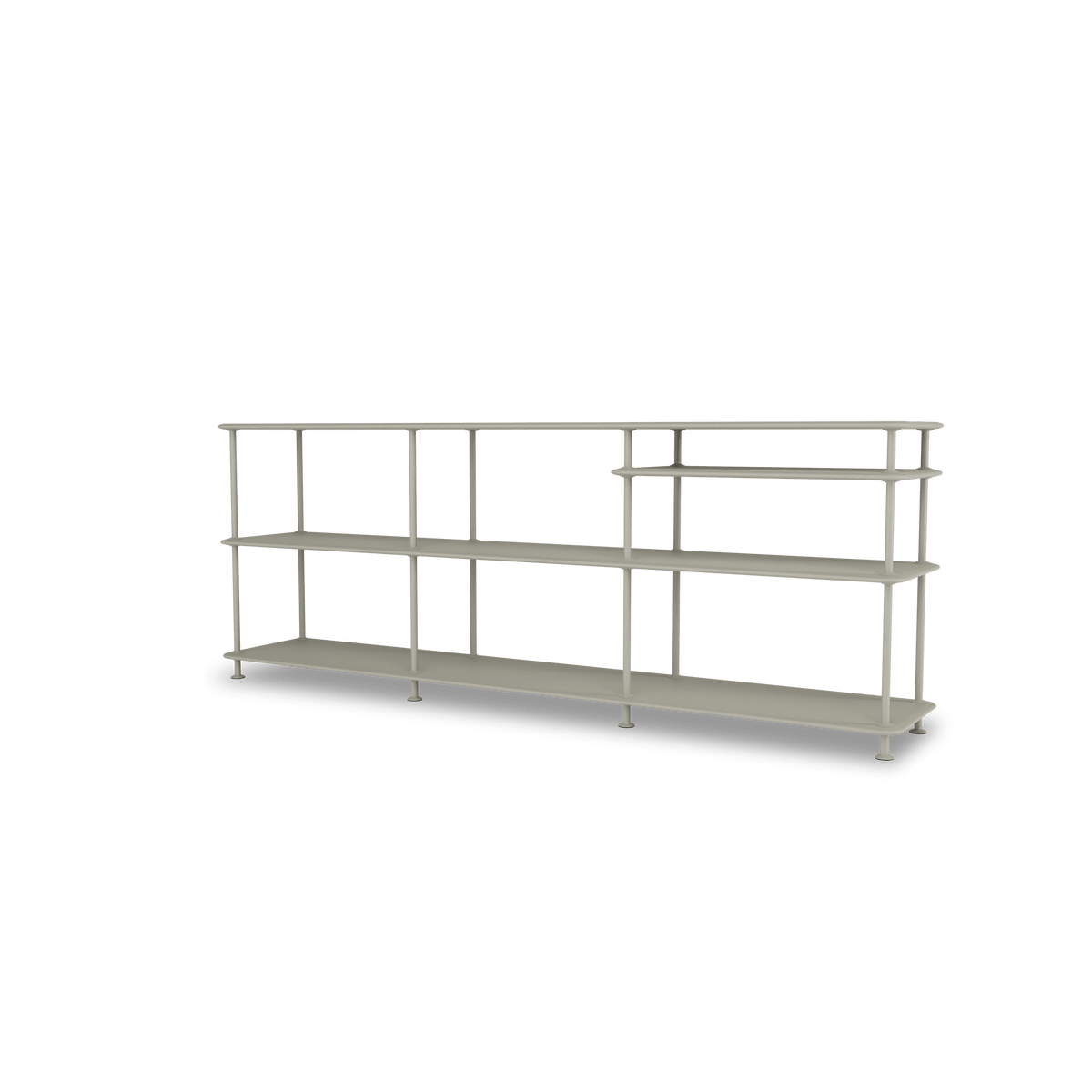 Etagère Free 222100 Montana, tablettes 225 Fennel et structure 144 Fennel, vue de trois quarts sur fond blanc