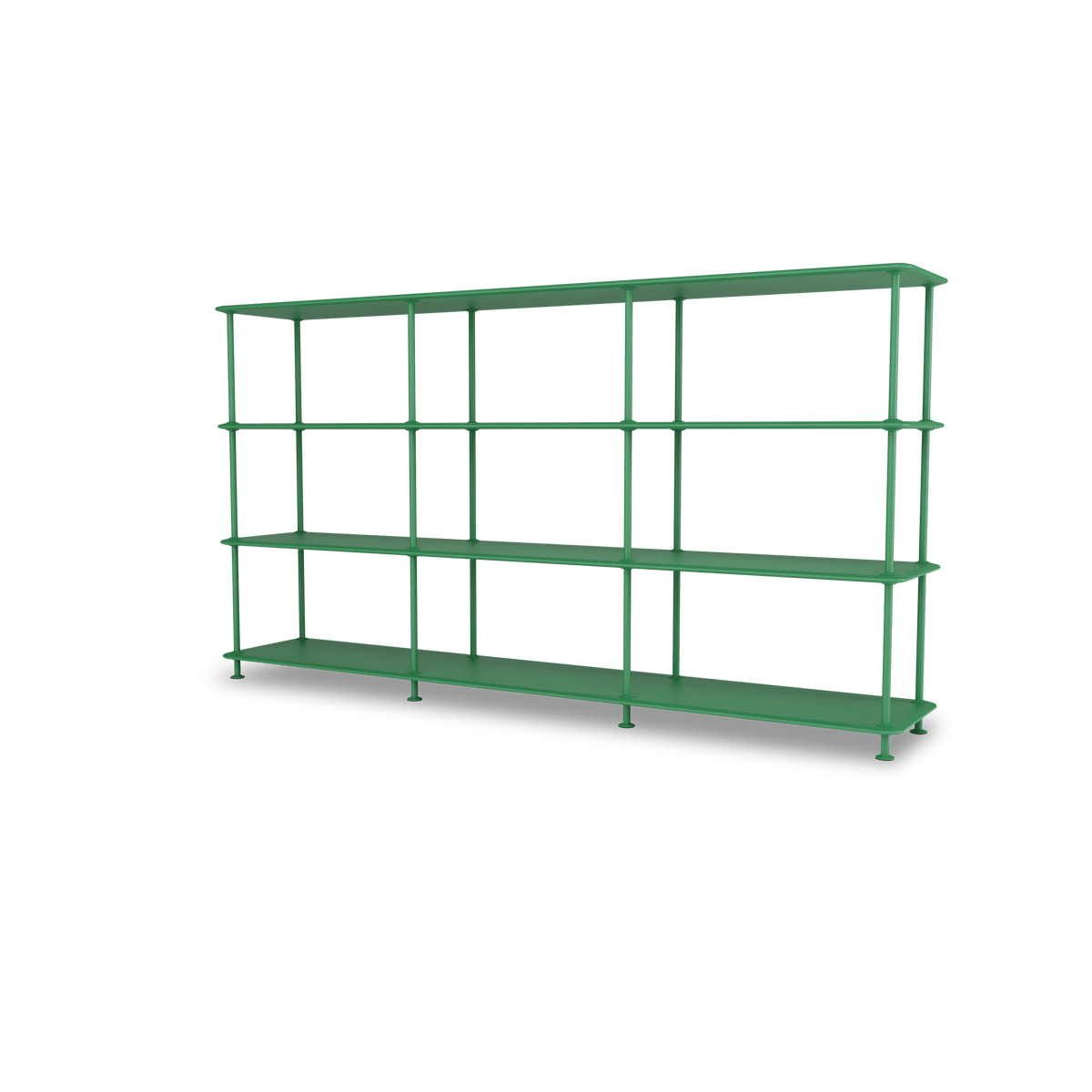 Etagère Free 333000 Montana, tablettes 232 Parsley et structure 152 Parsley, vue de trois quarts sur fond blanc