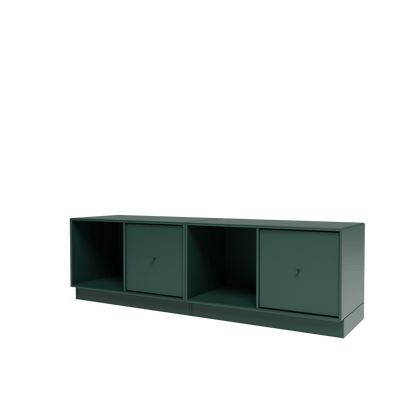 Banc Rest II Montana, laque 163 Black Jade, sur socle de 7 cm, vue de trois quarts sur fond blanc