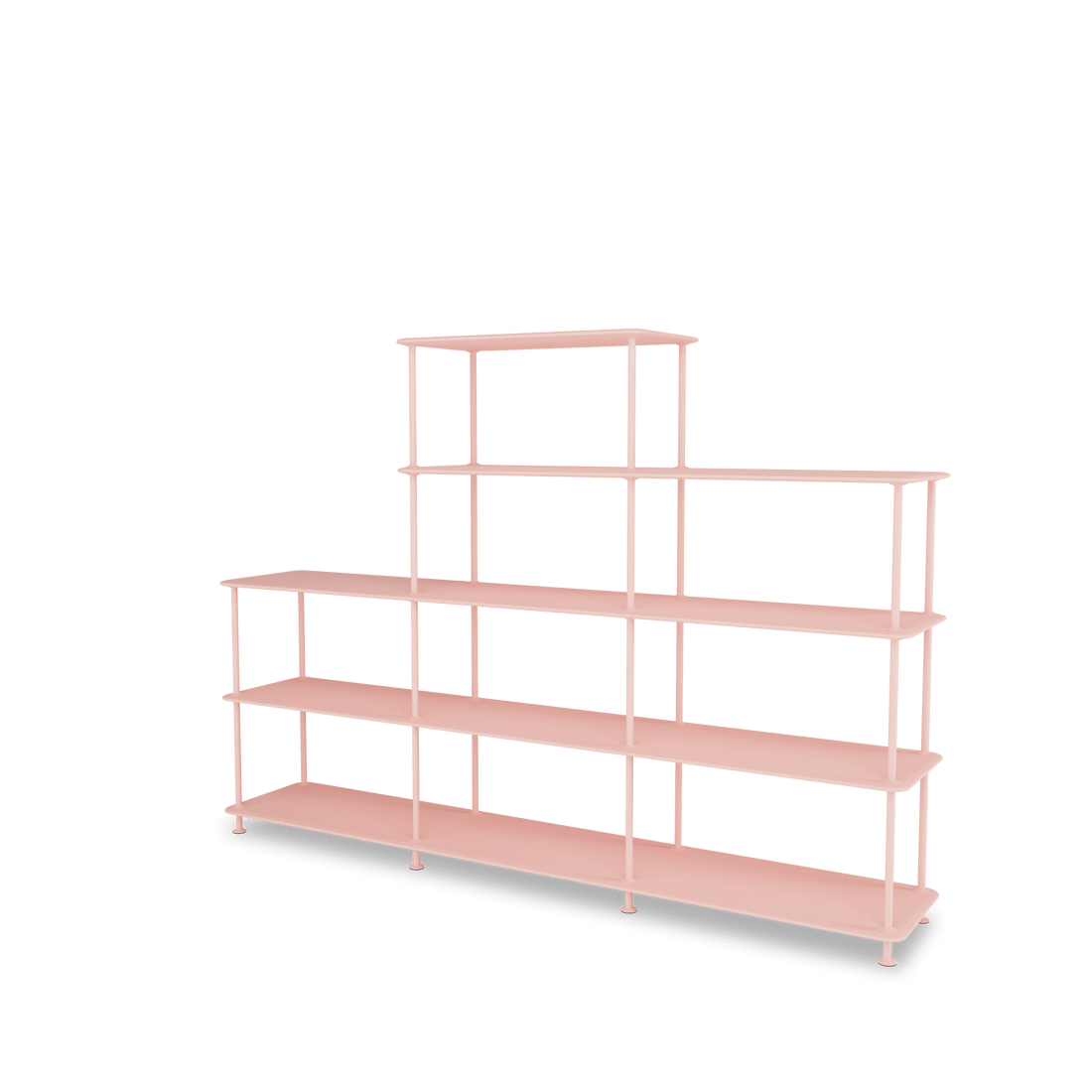 Etagère Free 342000 Montana, tablettes 167 Ruby et structure 167 Ruby, vue de trois quarts sur fond blanc