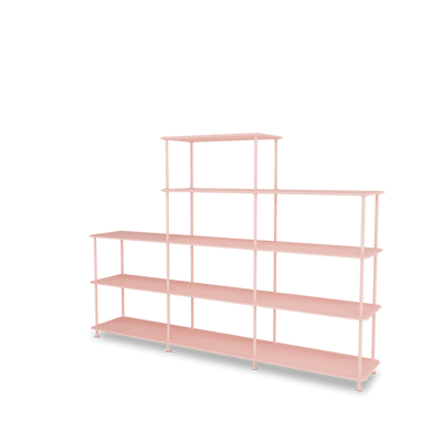 Etagère Free 342000 Montana, tablettes 167 Ruby et structure 167 Ruby, vue de trois quarts sur fond blanc