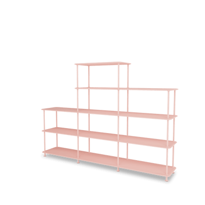 Etagère Free 342000 Montana, tablettes 167 Ruby et structure 167 Ruby, vue de trois quarts sur fond blanc
