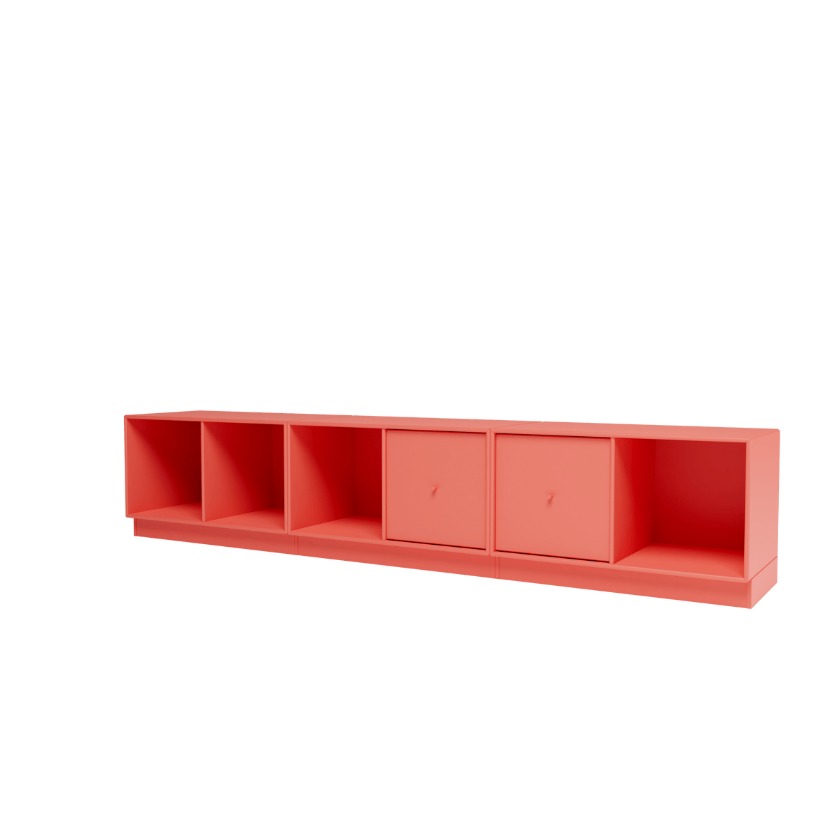 Banc Rest III Montana, laque 151 Rhubarb, sur socle de 7 cm, vue de trois quarts sur fond blanc