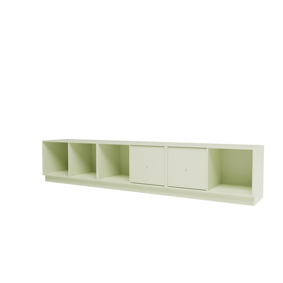 Banc Rest III Montana, laque 140 Pomelo, sur socle de 7 cm, vue de trois quarts sur fond blanc