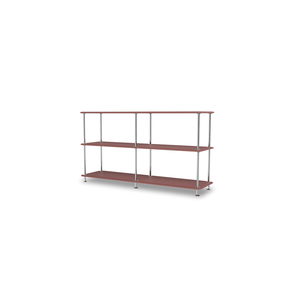 Etagère Free 220000 Montana, tablettes 231 Masala et structure 44C Chrome, vue de trois quarts sur fond blanc