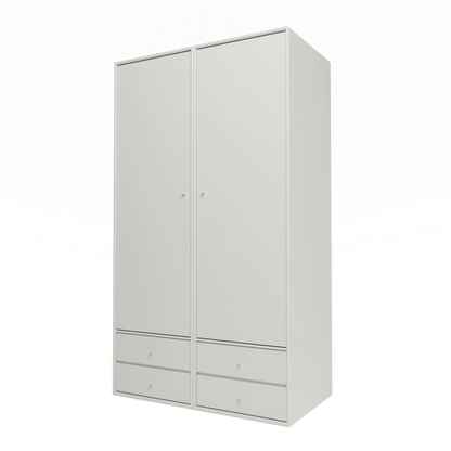 Armoire Attire IV Montana, laque 09 Nordic, suspendu au rail mural, vue de trois quarts sur fond blanc