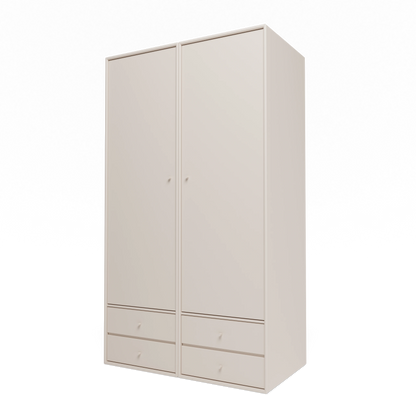 Armoire Attire IV Montana, laque 168 Clay, suspendu au rail mural, vue de trois quarts sur fond blanc