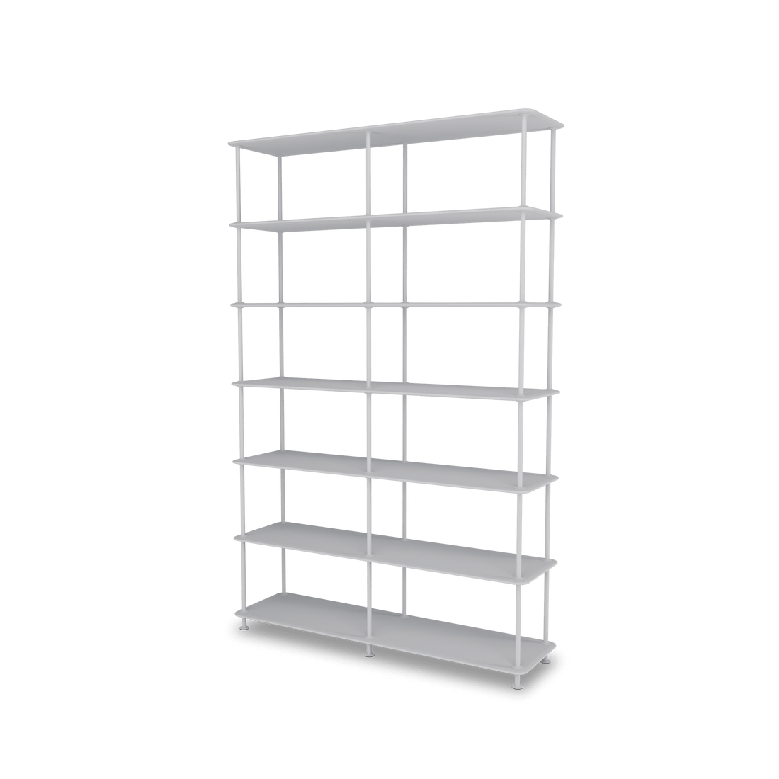 Etagère Free 660000 Montana, tablettes 209 Fjord et structure 02 Fjord, vue de trois quarts sur fond blanc