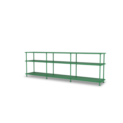 Etagère Free 111222 Montana, tablettes 232 Parsley et structure 152 Parsley, vue de trois quarts sur fond blanc