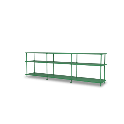 Etagère Free 111222 Montana, tablettes 232 Parsley et structure 152 Parsley, vue de trois quarts sur fond blanc
