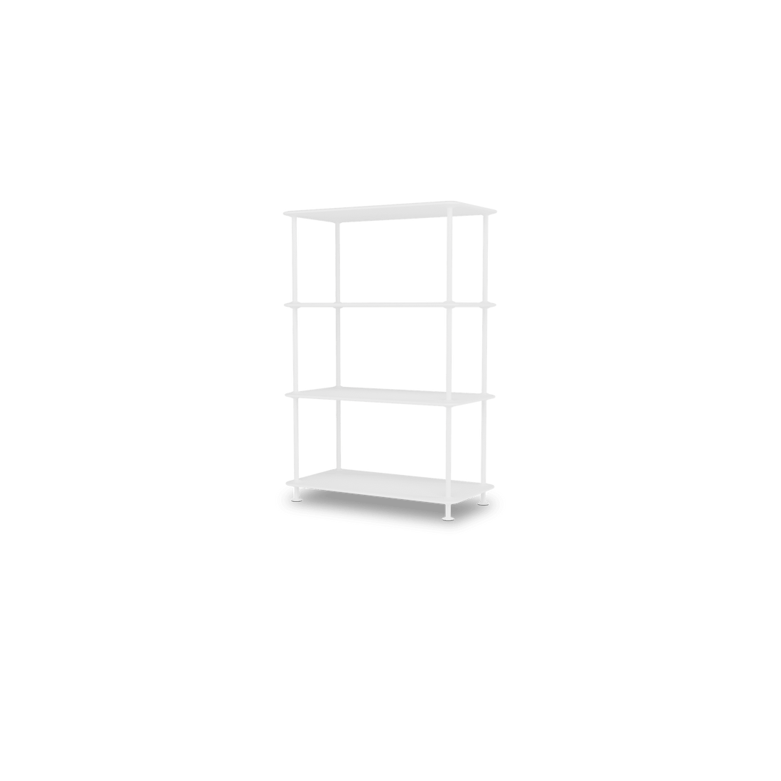Etagère Free 300000 Montana, tablettes 214 New White et structure 101 New White, vue de trois quarts sur fond blanc
