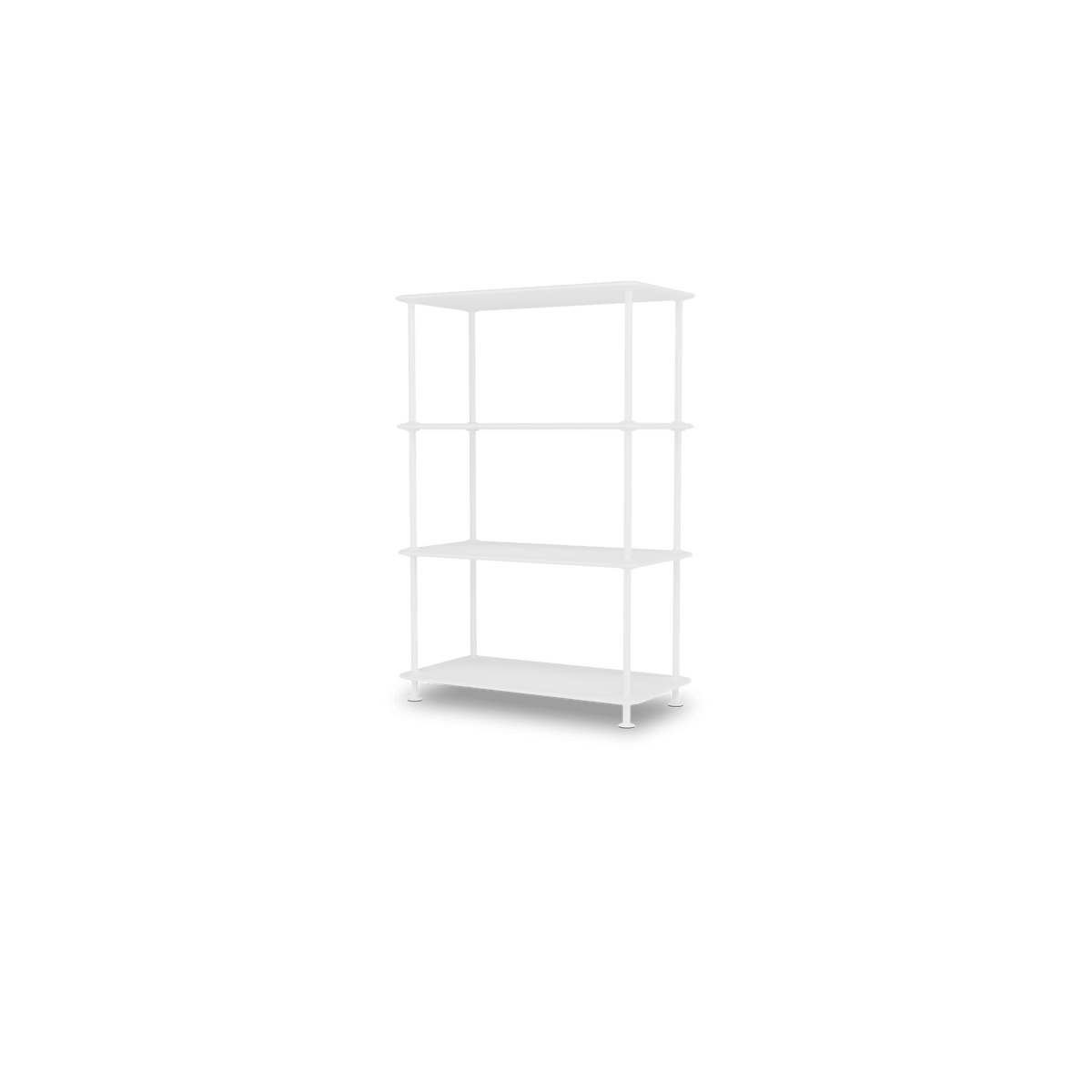 Etagère Free 300000 Montana, tablettes 214 New White et structure 101 New White, vue de trois quarts sur fond blanc