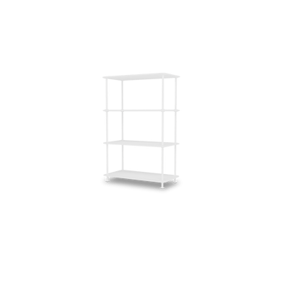 Etagère Free 300000 Montana, tablettes 214 New White et structure 101 New White, vue de trois quarts sur fond blanc