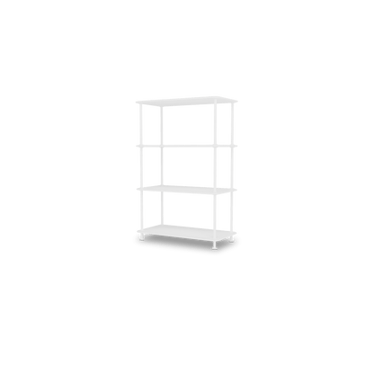 Etagère Free 300000 Montana, tablettes 214 New White et structure 101 New White, vue de trois quarts sur fond blanc